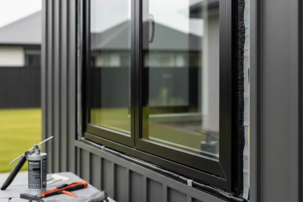 Double Glazing Hamilton window installation in progress by professional contractors ensuring a precise and secure fit.