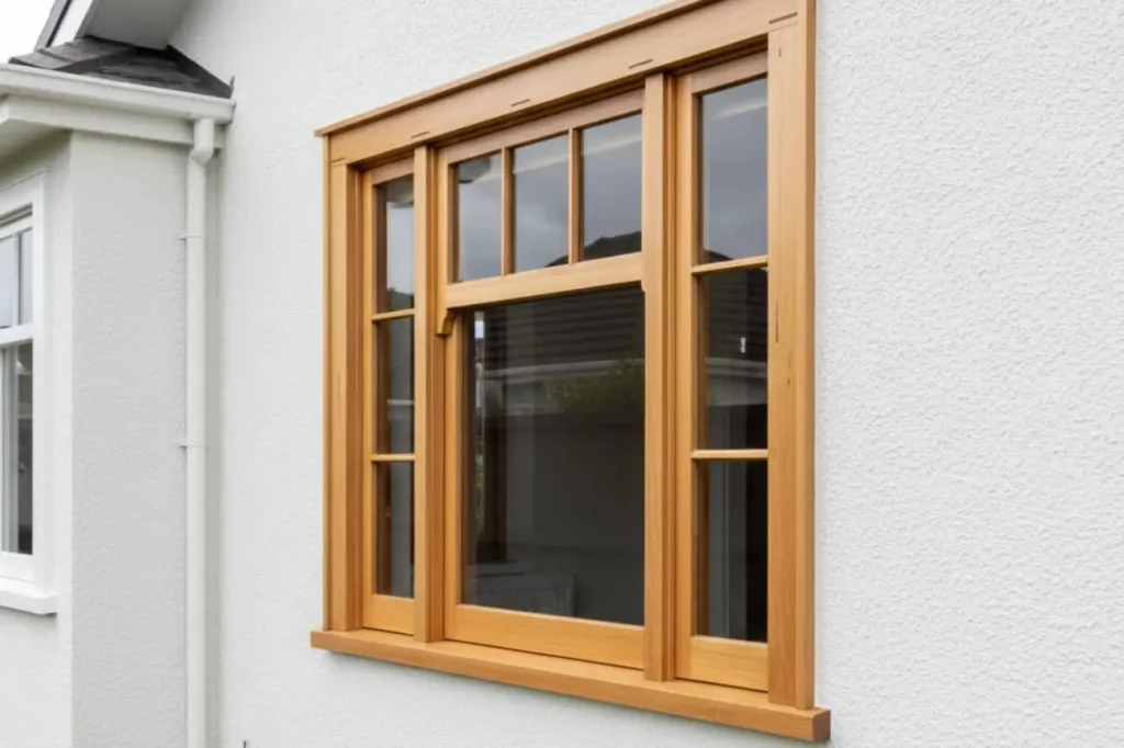 Custom fitted timber window installed on a residential exterior showcasing tailored Wooden Window Repairs Waikato by Double Glazing Waikato.