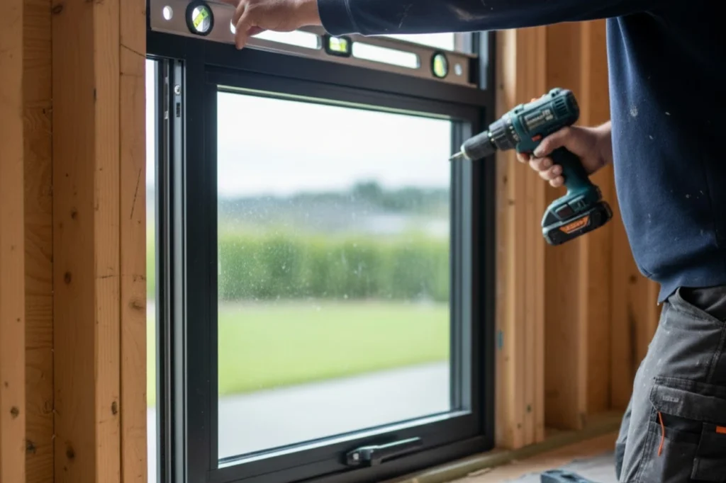 Professional installation of Aluminium Windows Waikato by Double Glazing Waikato showing precise alignment and quality workmanship.