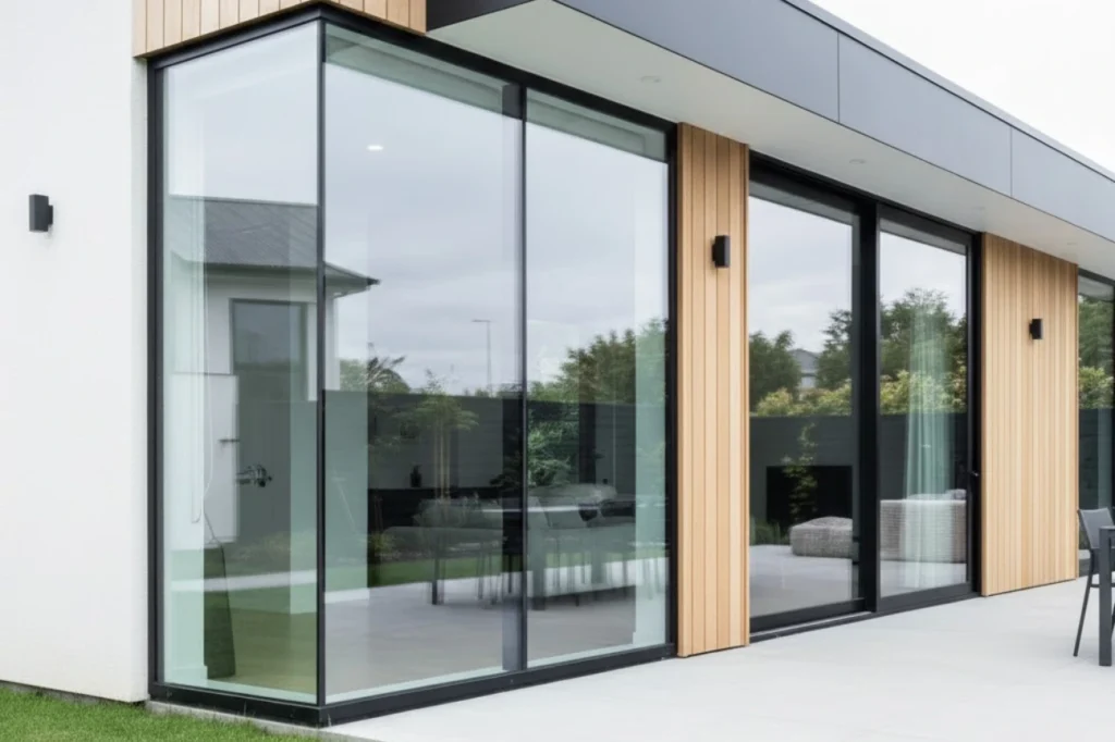 Innovative Aluminium Windows Waikato installed by Double Glazing Waikato featuring full height glazing and contemporary architectural design.